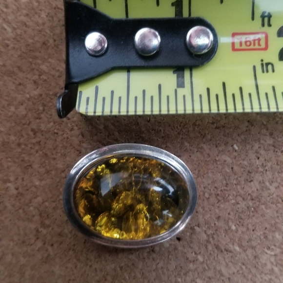 Large, amber style sterling clip-on earrings, vintage - Picture 5 of 5